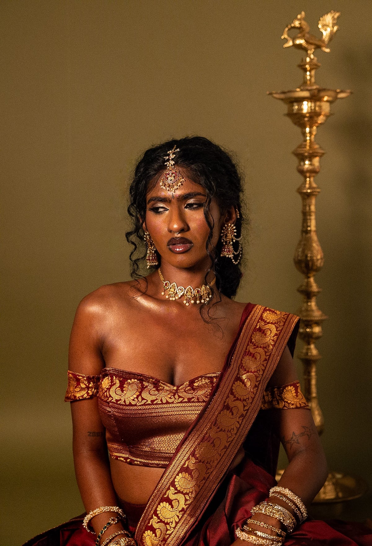 Half Saree - Maroon