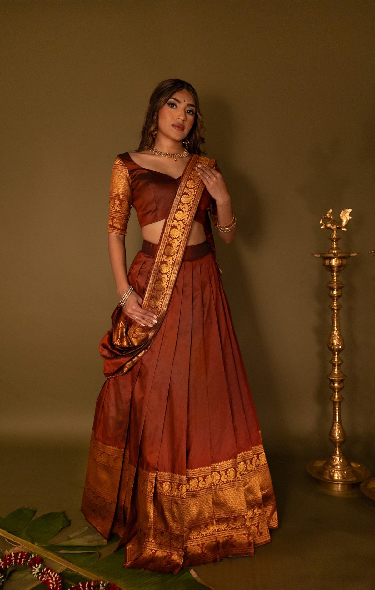 Half Saree - Brown - head to toe