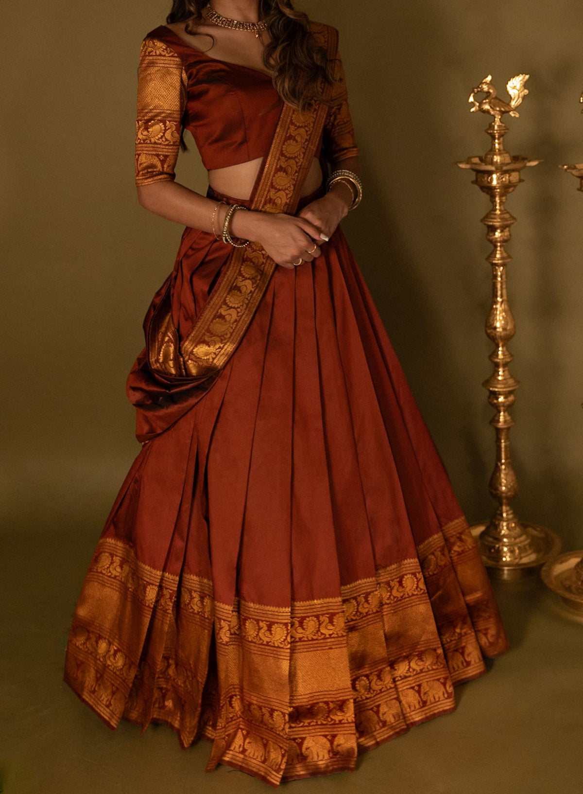 Half Saree - Brown - neck to toe