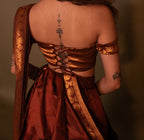 Half Saree - Brown - Off Shoulder - back