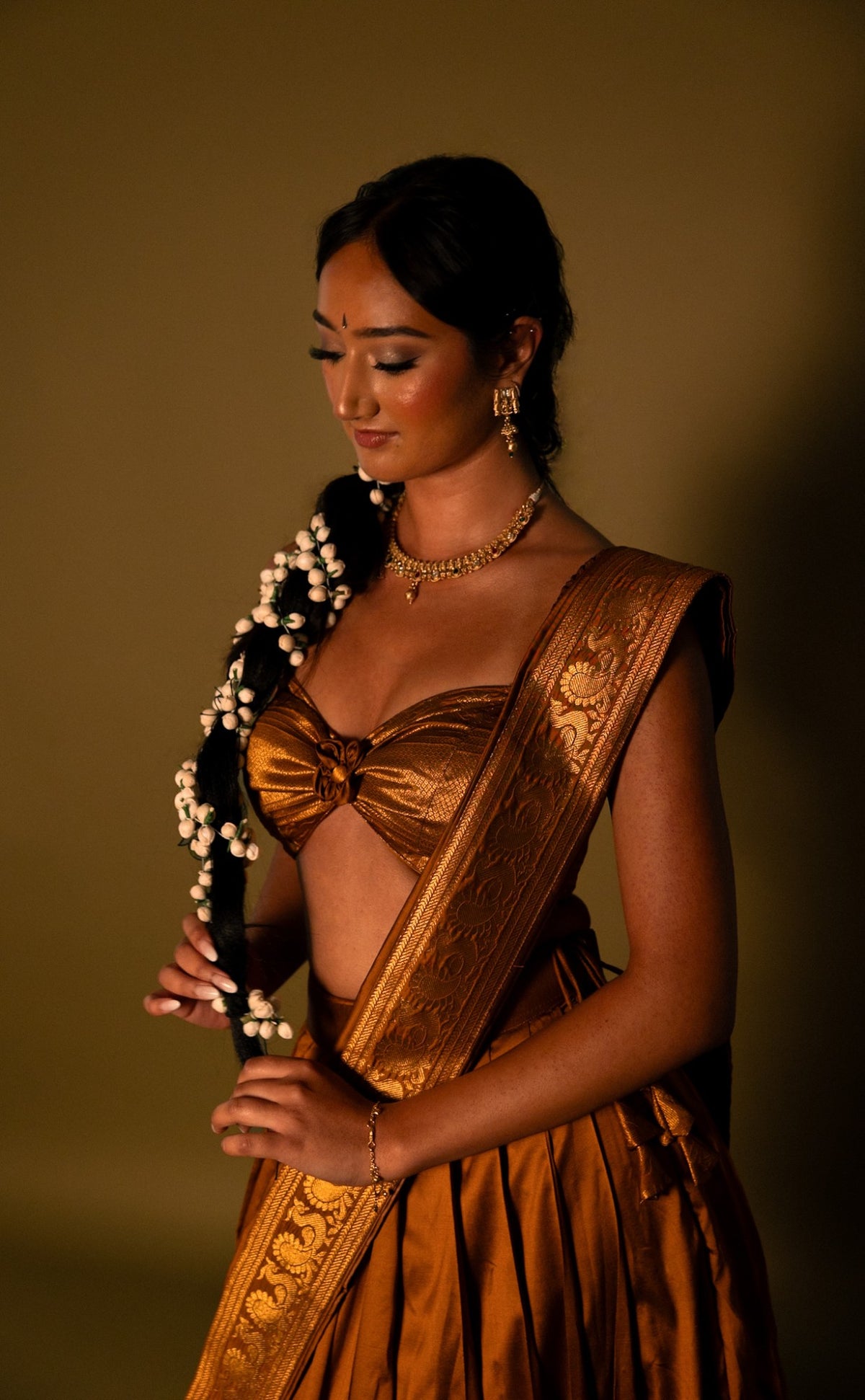 Half Saree - Burnt Orange - close up