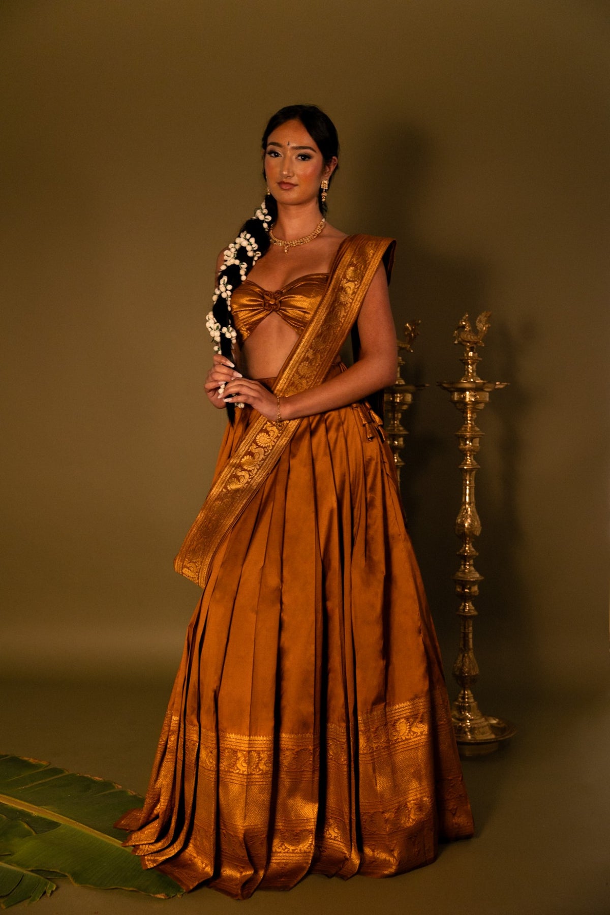 Half Saree - Burnt Orange - head to toe