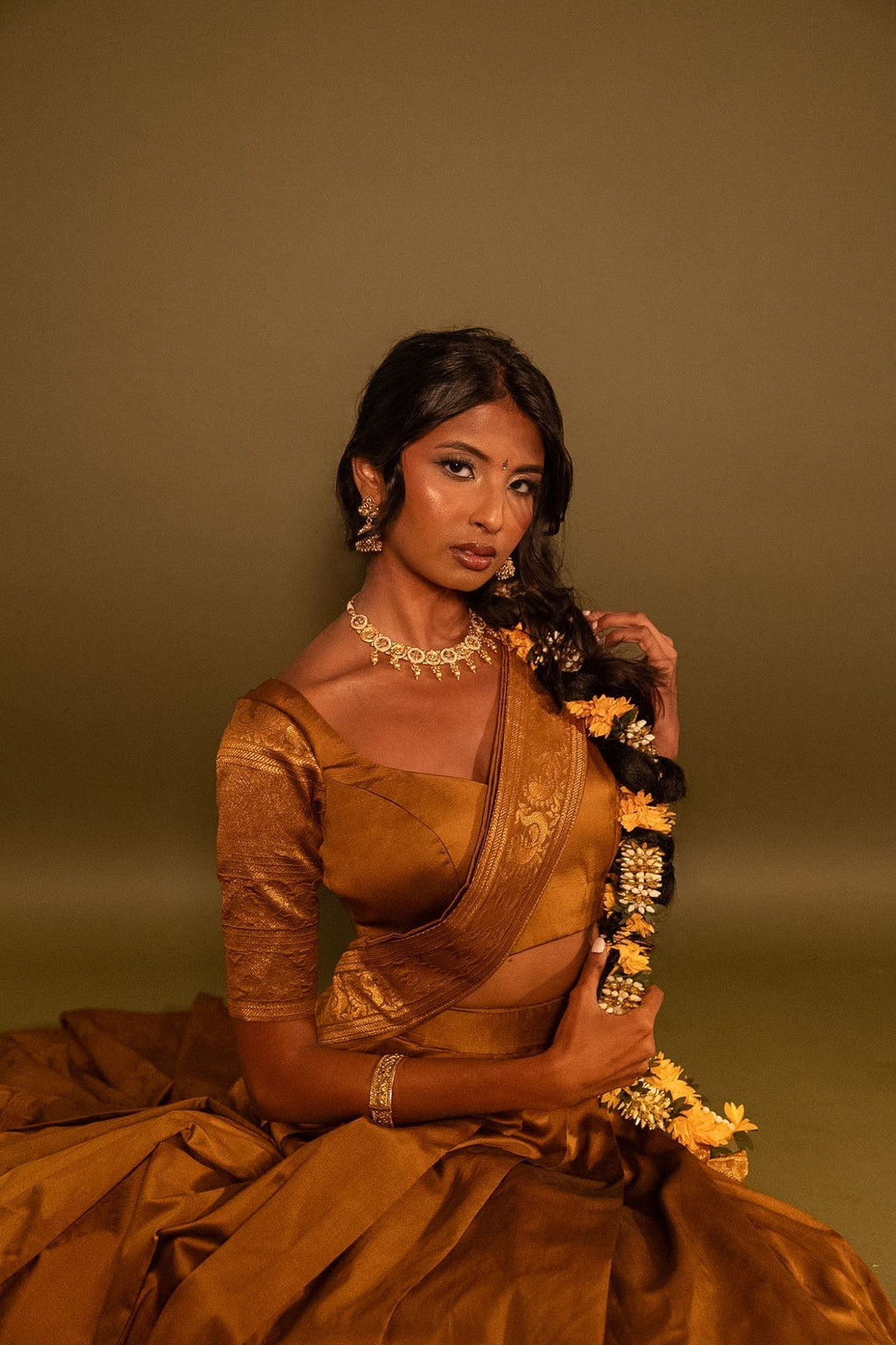 Half Saree - Gold - close up
