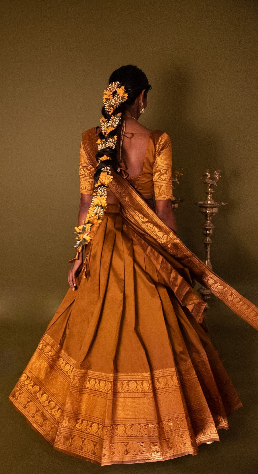 Half Saree - Gold - back